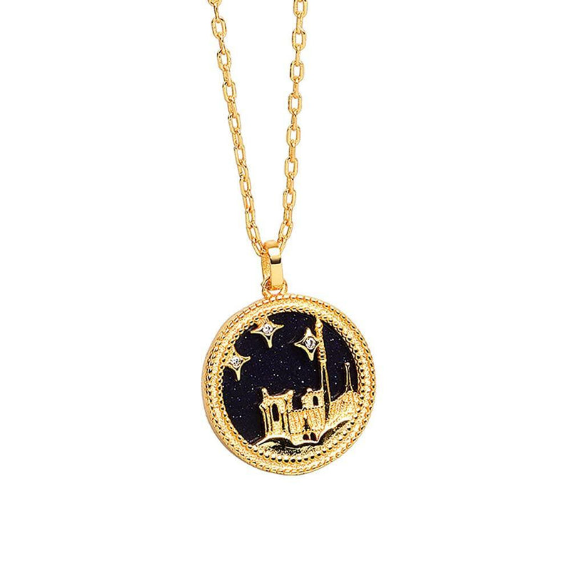 [Australia] - Chengxun Twelve Constellation Enamel Necklace Clavicle Chain Student Coin Circle Pendant Necklace Jewelry for Girls Women 
