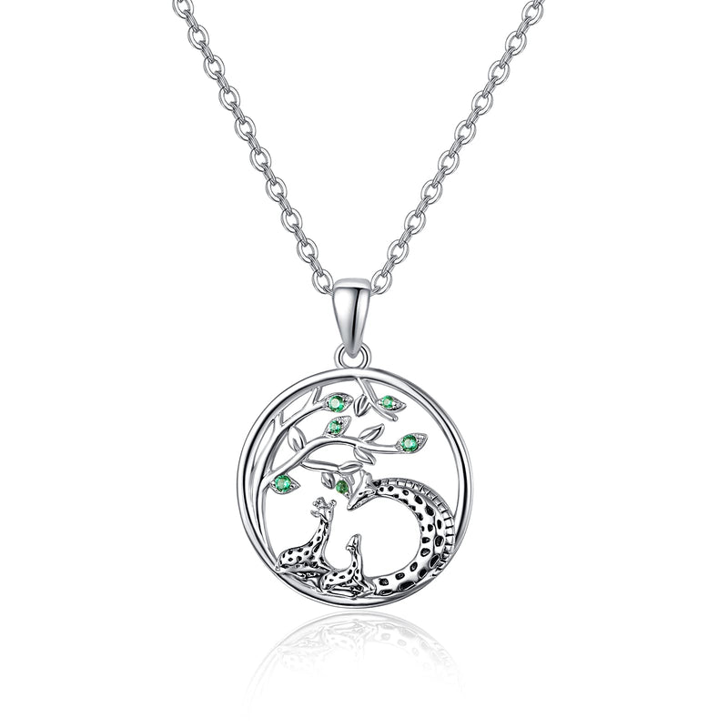 [Australia] - Giraffe Necklace Tree of Life Pendant Animal Necklace for Women 925 Sterling Silver Family Tree Pendant Necklace Jewelry Gifts for Animal Lover A-tree of life giraffe necklace 