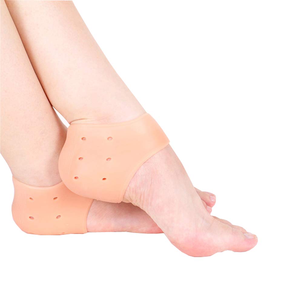 [Australia] - 1 Pair Breathable Heel Protectors,Gel Plantar Heel Sleeves,for Foot Care, can Instantly Relieve Pain and Pressure Skin Color Medium 