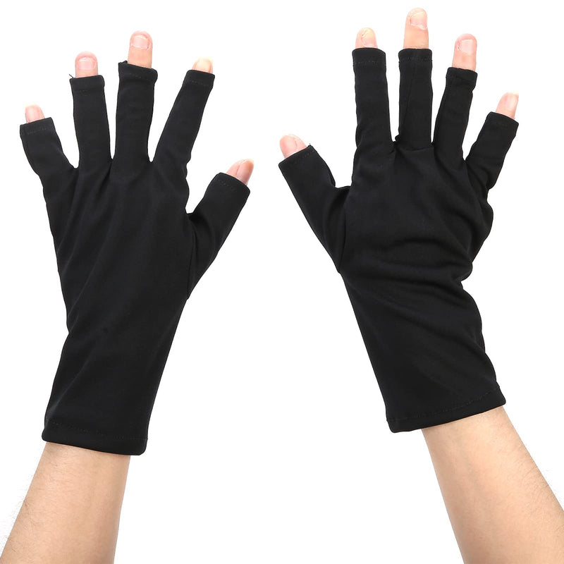 [Australia] - LED Nail Art Curing Lamp Protection Glove Nail Art Skin Care Glove for Gel Nail Lamp for Manicures for Harm, Sunburn, Home Outdoor Use(black) Black 