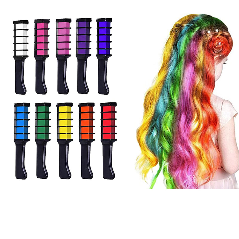 [Australia] - Hair Color Hair Chalk Dye Kit for Kids,Washable Non-Toxic Hair Dye for 3 4 5 6 7 8 9 10 Year Old,HOINCO 10 Color Halloween, Party, Cosplay, Christmas, Birthday Girls Gift 