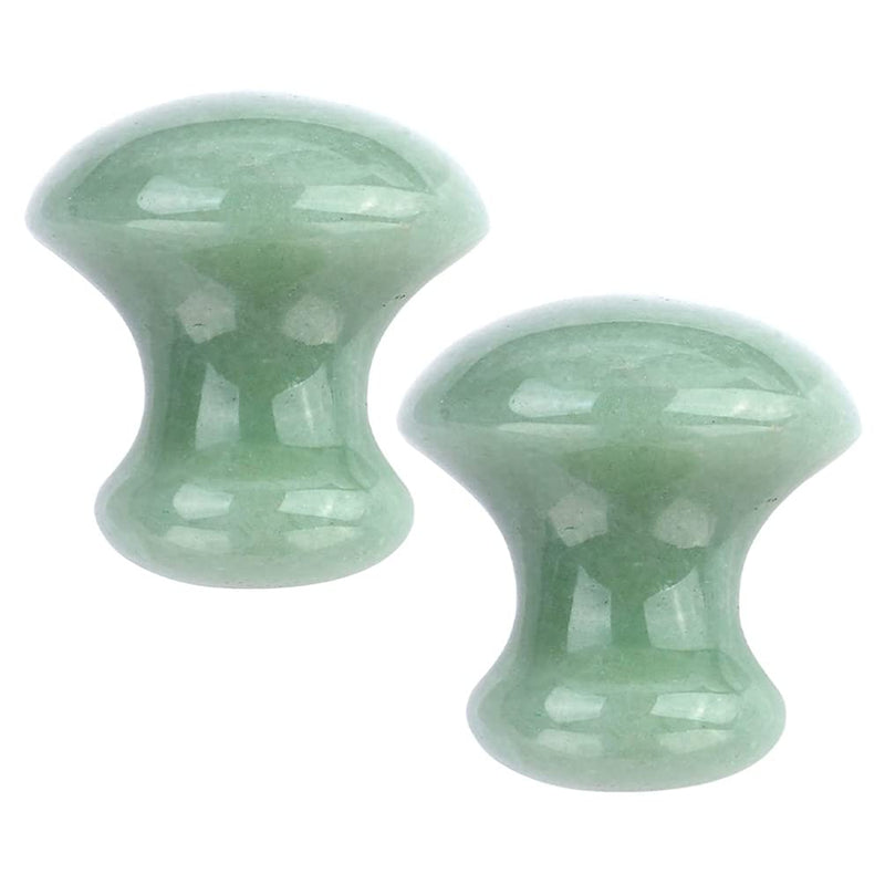 [Australia] - SOLUSTRE Scraping Massage Tool Jade Chakra Healing Relaxing Stone Mushroom Shape Guasha Facial Massager Good for Eye Face Neck Skin Body Beauty Spa (2Pcs, Green) 