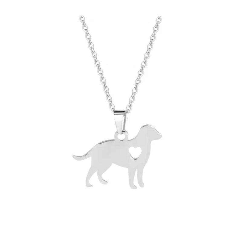 [Australia] - Labrador Retriever Dog Necklace, Puppy Pet Lover Gift, Stainless Steel in an Organza Bag 