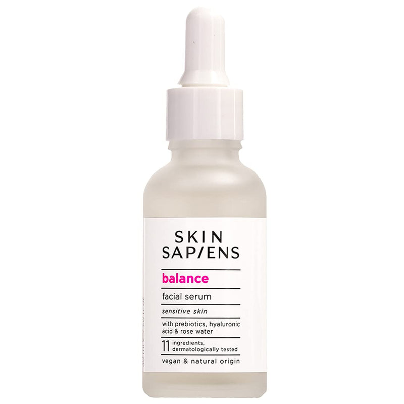 [Australia] - SKIN SAPIENS BALANCE Facial serum with prebiotics and hyaluronic acid to balance face microbiome, natural Ecocert Cosmos, for men and women, Cruelty Free and Vegan Skincare for sensitive skin, 30 ml. 