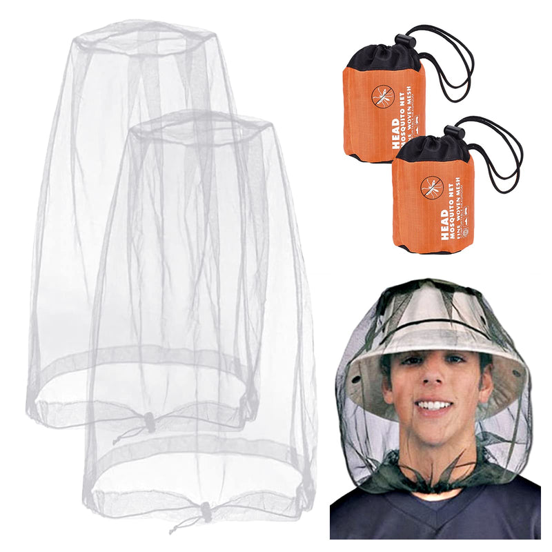 [Australia] - Grantop 2 Pieces Mosquito Head Net, Nylon Face Net Mesh,Mesh Bug Net for Outdoor Hiking Camping Climbing Fishing and Walking Grey 