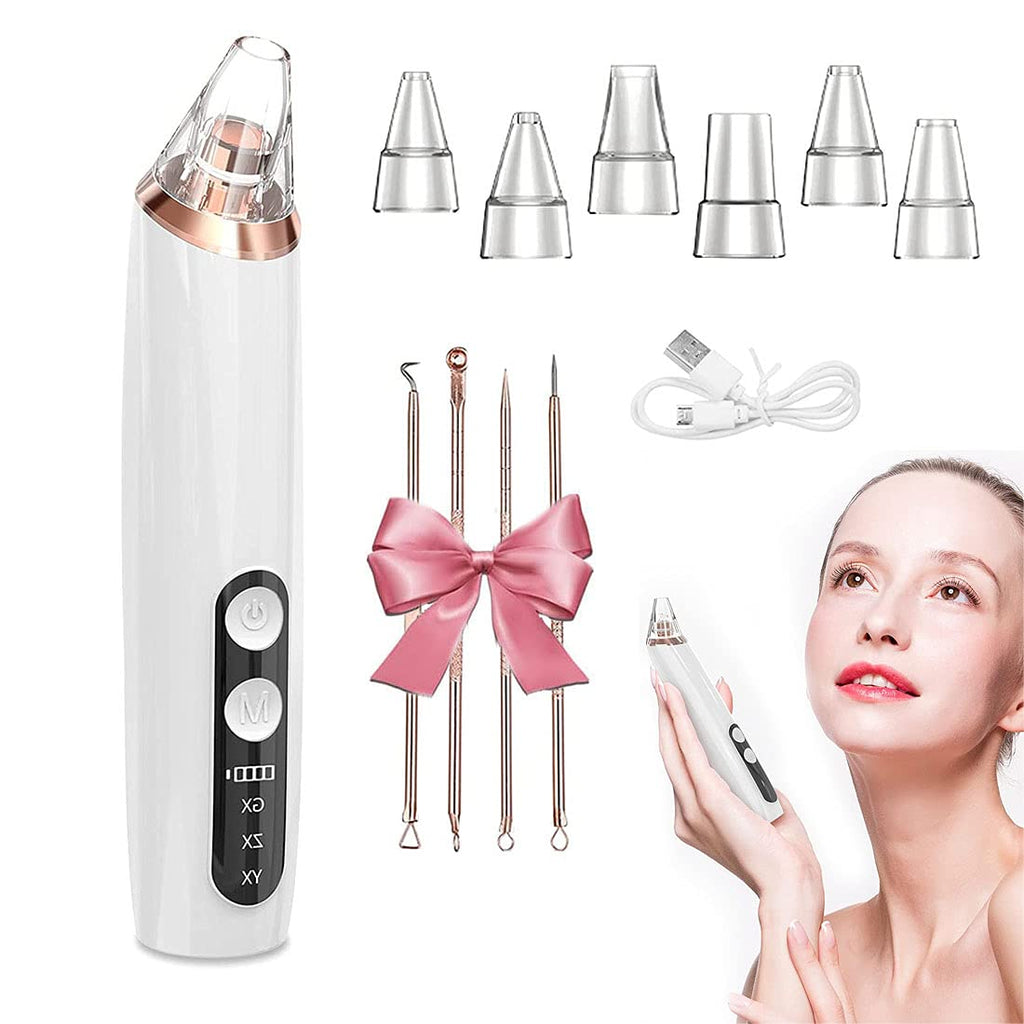 [Australia] - Blackhead Remover Vacuum-Electric Facial Pore Cleaner, pore vacuum cleaner multifunction Suction Tool, 2021 Newest Electric USB Rechargeable blackhead remover tool with 6 Probes fit for All Skin white 