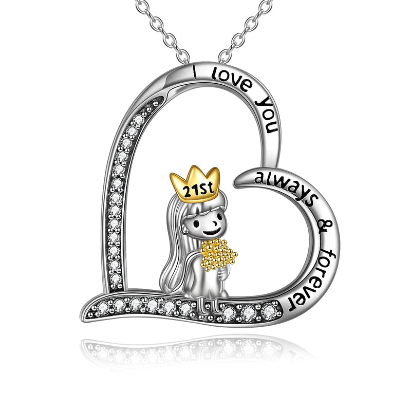 [Australia] - VENACOLY 21st Birthday Gifts for Her Sterling Silver 21st Birthday Jewellery Necklace I Love You Always and Forever Birthday Gifts for Her Daughter Friends 