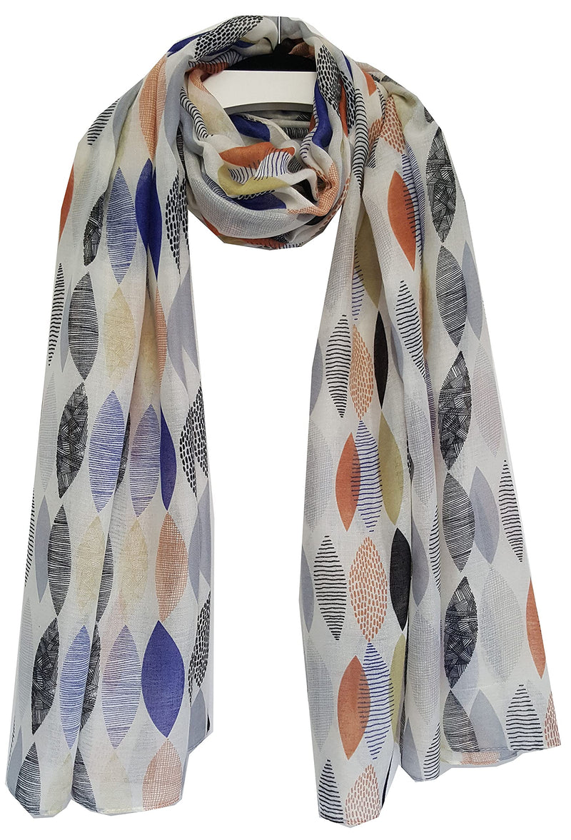 [Australia] - GFM Leaves Floral Abstract Print Summer Scarf (FP) .PL-76-SFD-White 