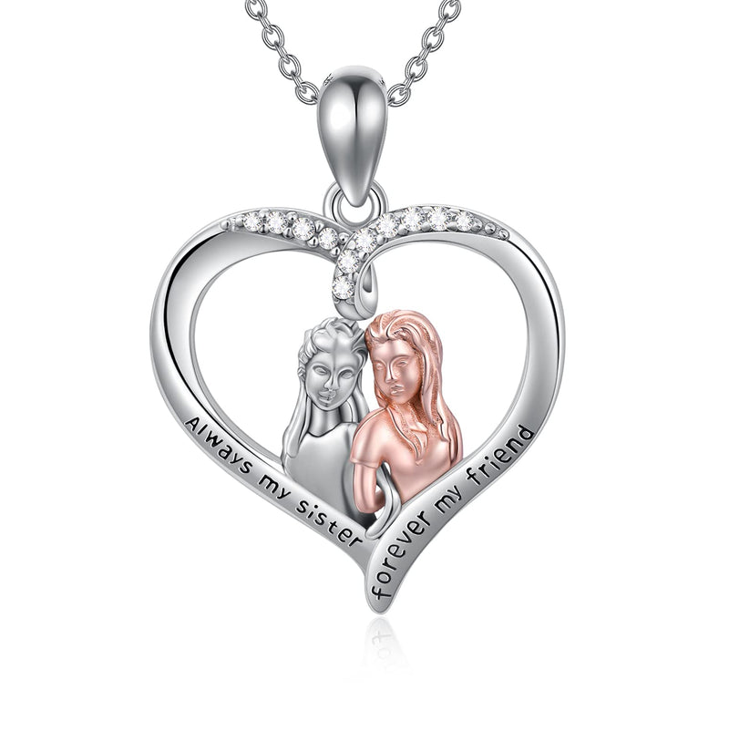 [Australia] - Sister Necklace Always My Sister Forever My Friends Heart Neckalce Gift for Sister Daughter Friends 