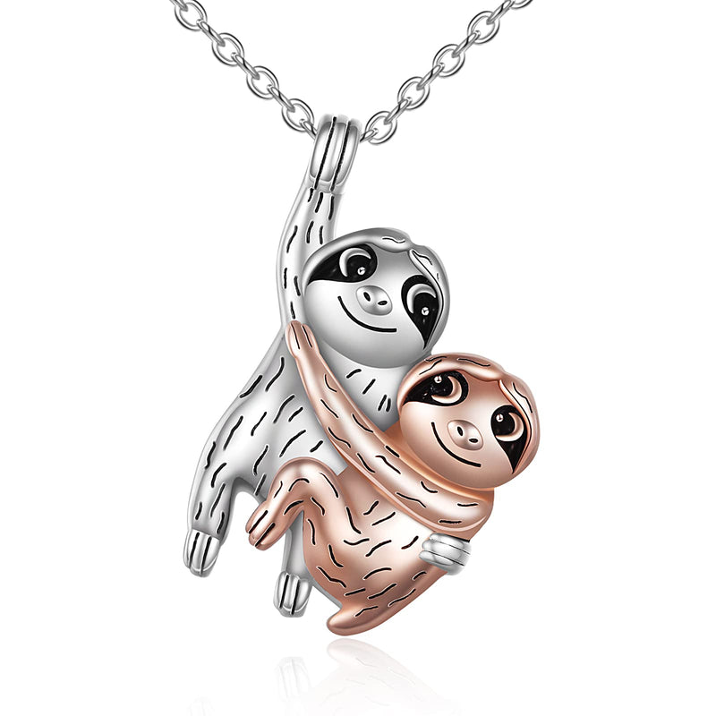 [Australia] - YFN Sloth Necklace Sterling Silver Cute Sloth Pendant Jewellery Sloth Gifts for Mother Daughter Couple Women 
