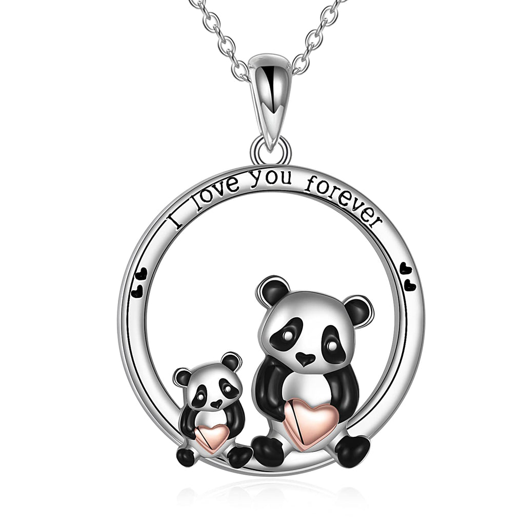 [Australia] - YFN Panda Necklace Sterling Silver Cute Panda Mother Daughter Pendant Jewellery Mum Daughter Gifts for Women Girls 