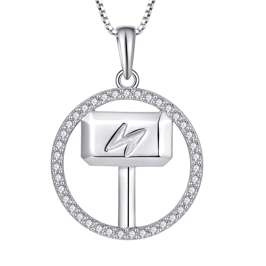 [Australia] - JO WISDOM 925 Sterling Silver Norse Viking Thor Hammer Mjolnir Pendant Necklace for Women Rhodium Plated 