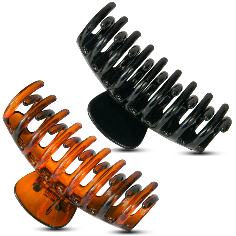 [Australia] - Claw Clip Set Brown and Black Hair Clips For Girls Women Fine Medium Thick Hairs Strong Non Slip Hair Clip 2PCS 2 Count (Pack of 1) 