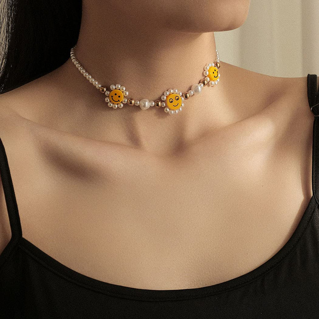 [Australia] - Ushiny Boho Pearl Choker Necklaces Vintage Necklace Beaded Necklace Jewelry for Women and Girls 