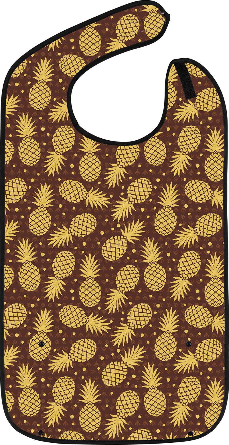 [Australia] - Adult Bibs for Eating: Reusable Adult Size Bib for Men and Women - Washable Clothing Protector with Crumb Catcher Pocket - Pineapple Express Edition 