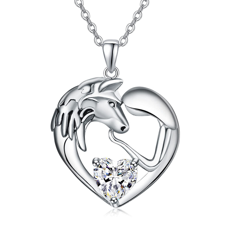 [Australia] - Wolf/Dog Necklace 925 Sterling Silver Heart Pet Pendant Necklaces Wolf/Dog and Girls Memorial Gifts Animal Necklace Jewellery for Women Girls Daughter 