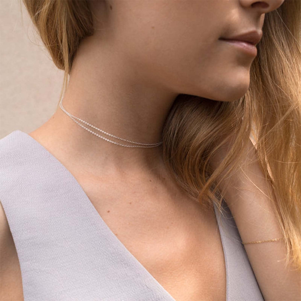 [Australia] - Yheakne Boho Layered Chain Necklace Silver Minimalist Choker Necklace Simple Chic Modern Necklace Jewelry for Women and Girls (Silver) 