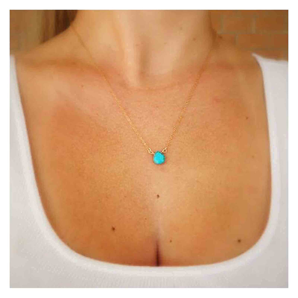 [Australia] - Yheakne Boho Teardrop Turquoise Necklace Choker Gold Gemstone Pendant Necklace Vintage Minimalist Chain Necklace Jewelry for Women and Teen Girls (Gold A) Gold A 