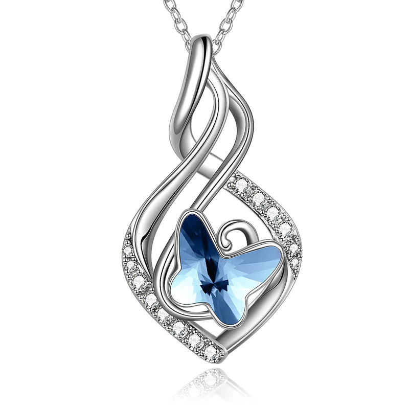 [Australia] - Butterfly Gifts 925 Sterling Silver Infinity Necklace Crystal Butterfly Birthday Jewellery for Women Girls 