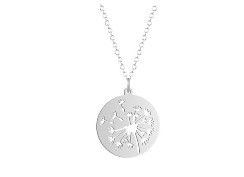 [Australia] - Dandelion Clock Flower Necklace Charm Pendant, Stainless Steel Jewellery for Women 