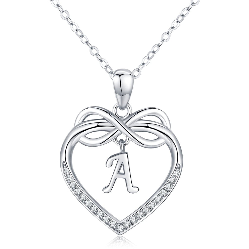 [Australia] - Silver Heart Necklace,Initial Pendant 925 Sterling Silver Letter Necklace Personalized Alphabet Dainty Pendants Minimalism Jewelry for Women Girls 