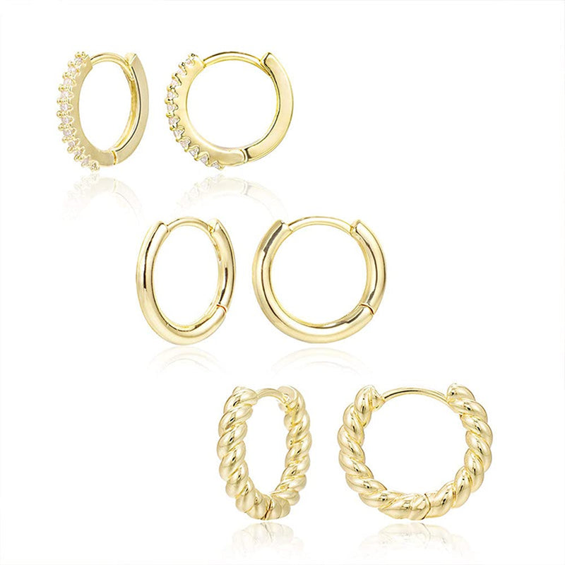 [Australia] - Vogem Hoop Earrings for Women, Twist Hoops Earring Hypoallergenic Lightweight Hooped Earring 20mm 3 Pairs Hoops Earrings 