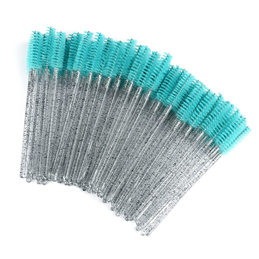 [Australia] - 100 PCS Disposable Eyelash Brushes - Crystal Mascara Wands -Eyelash Extension Brush Applicator for Eyelash Extensions Black and Peacock Blue 