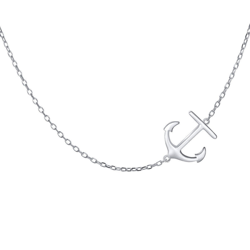 [Australia] - S925 Sterling Silver Anchor Choker Necklace Dainty Small Sideways Delicate Pendant Nautical Jewelry Thin Chain for women 