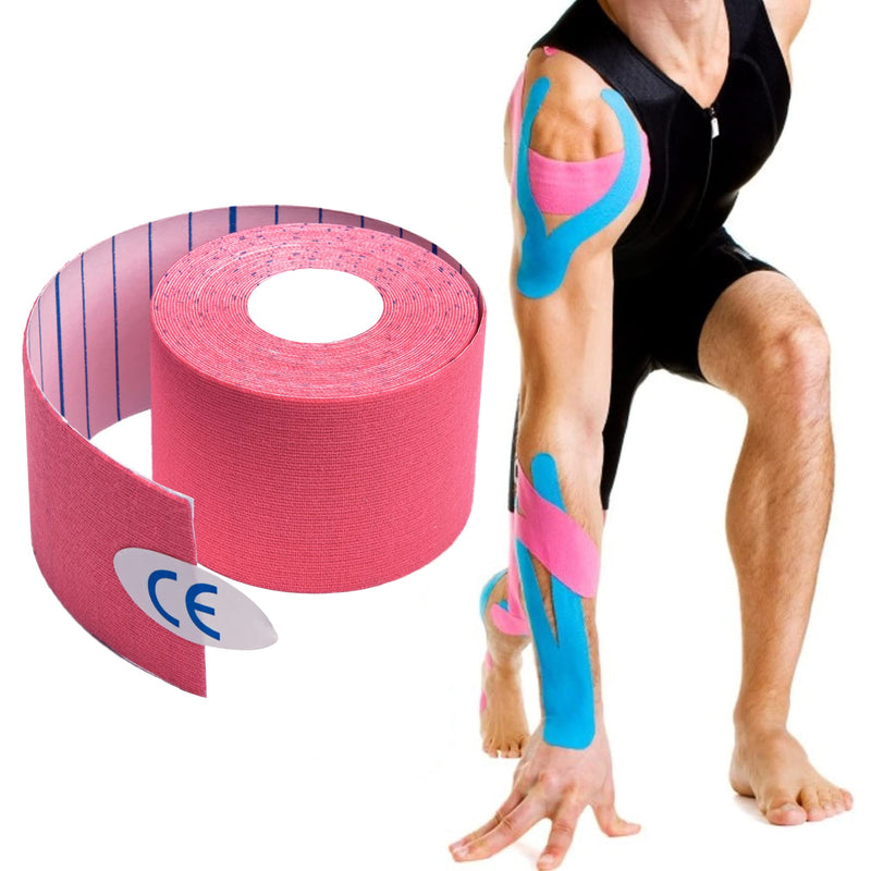 [Australia] - Pink Kinesiology Tape, Therapeutic Adhesive Kt Tape Roll - 5cm Waterproof Sports Strapping Tape - Ideal for Exercise, Sports and Injury Pink 