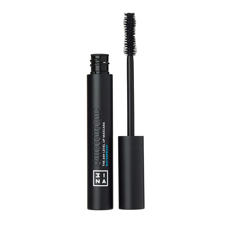 [Australia] - 3INA MAKEUP - Vegan - Cruelty Free - The 24h Level Up Mascara Waterproof 900 - Black Mascara Long Lashes - Extreme Definition - Volume Length Curve - Panoramic Effect - Metallic Tube - Hourglass Brush 