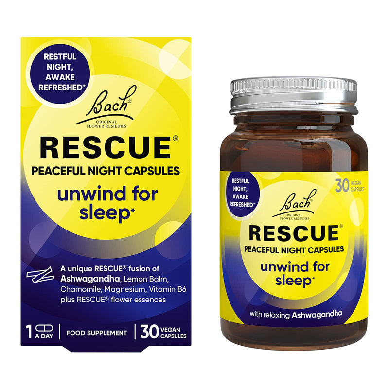 [Australia] - Nelsons Rescue Peaceful Night Capsules, relax and unwind into restful quality sleep and awake feeling refreshed 30 Vegan Capsules, one a day Single 