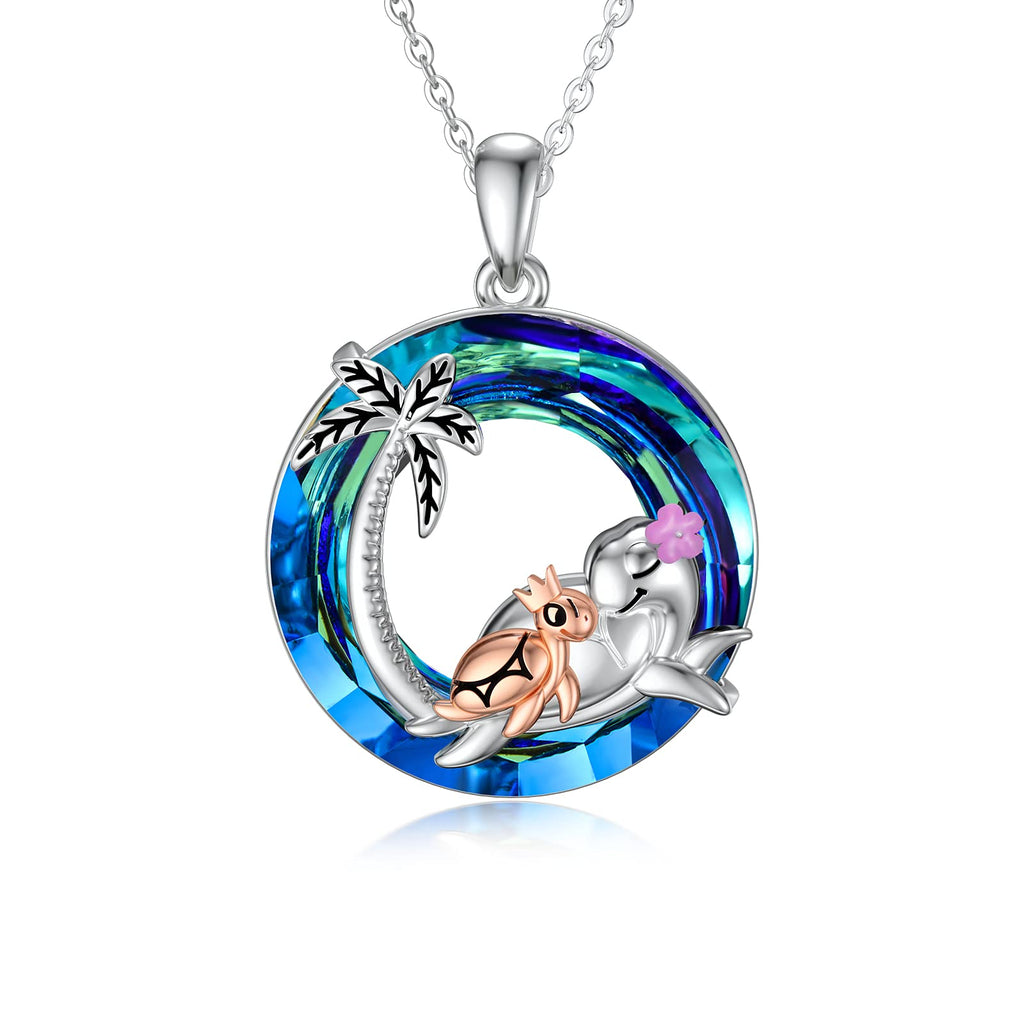 [Australia] - Sterling Silver Mom and Daughter Turtle Pendant Necklace Turtle with Crystal Pendant Jewellery Sea Animal Gifts for Women Girls Mother Wife 