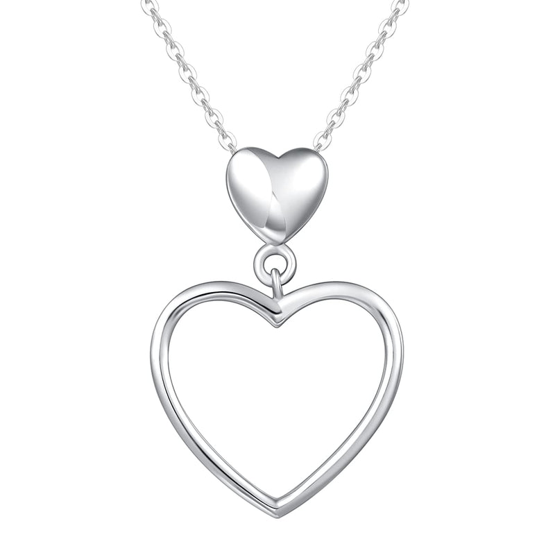 [Australia] - FANCIME 925 Sterling Silver Love Heart Necklace/Stud Earrings Hollow Double Heart Necklace/Earrings Fine Jewellery Set Gift for Women Girls 