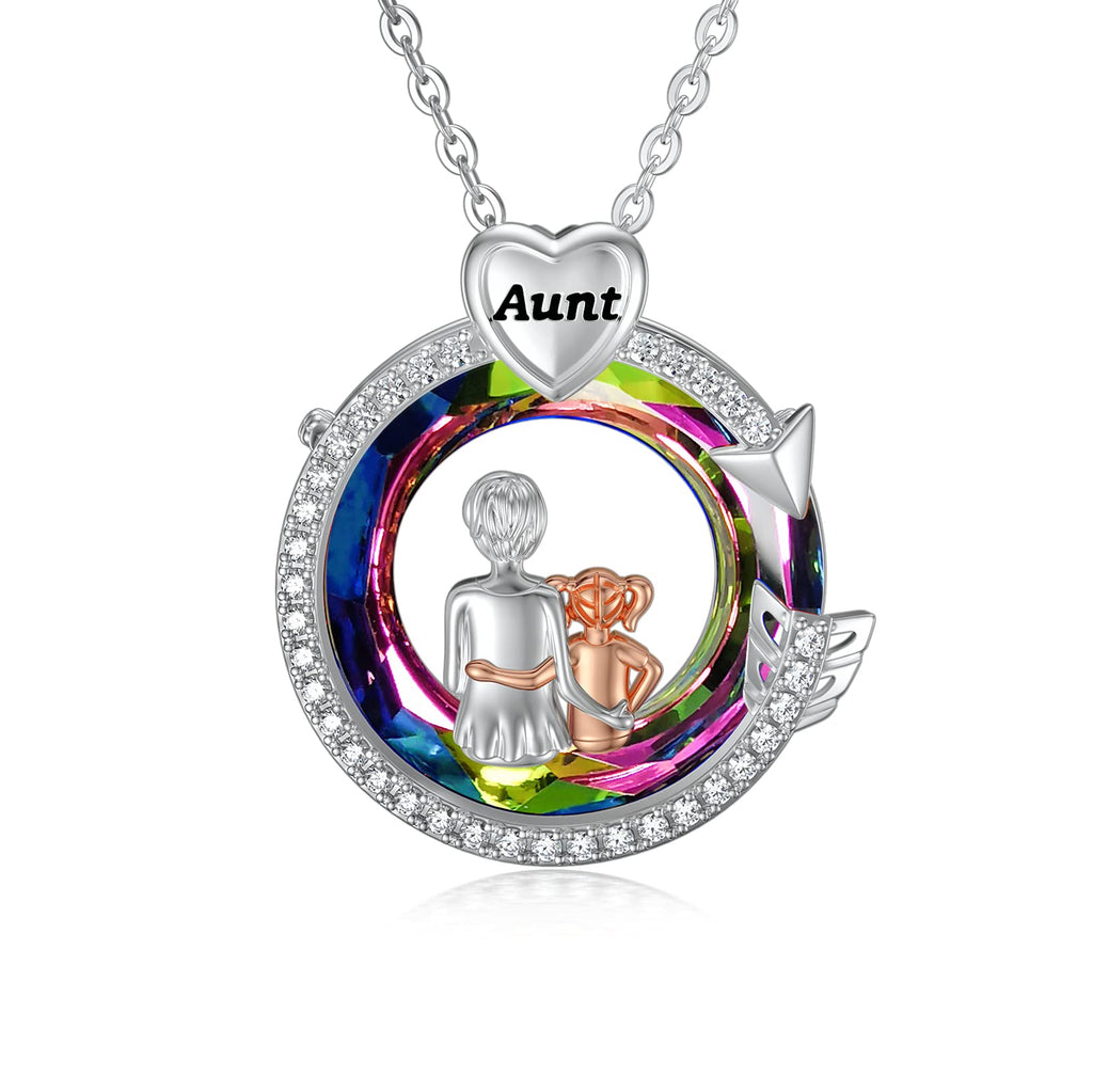 [Australia] - Sterling Silver Aunt Necklace for Women Auntie Jewellery with Crystal Auntie Gifts from Niece Gifts for Aunt 