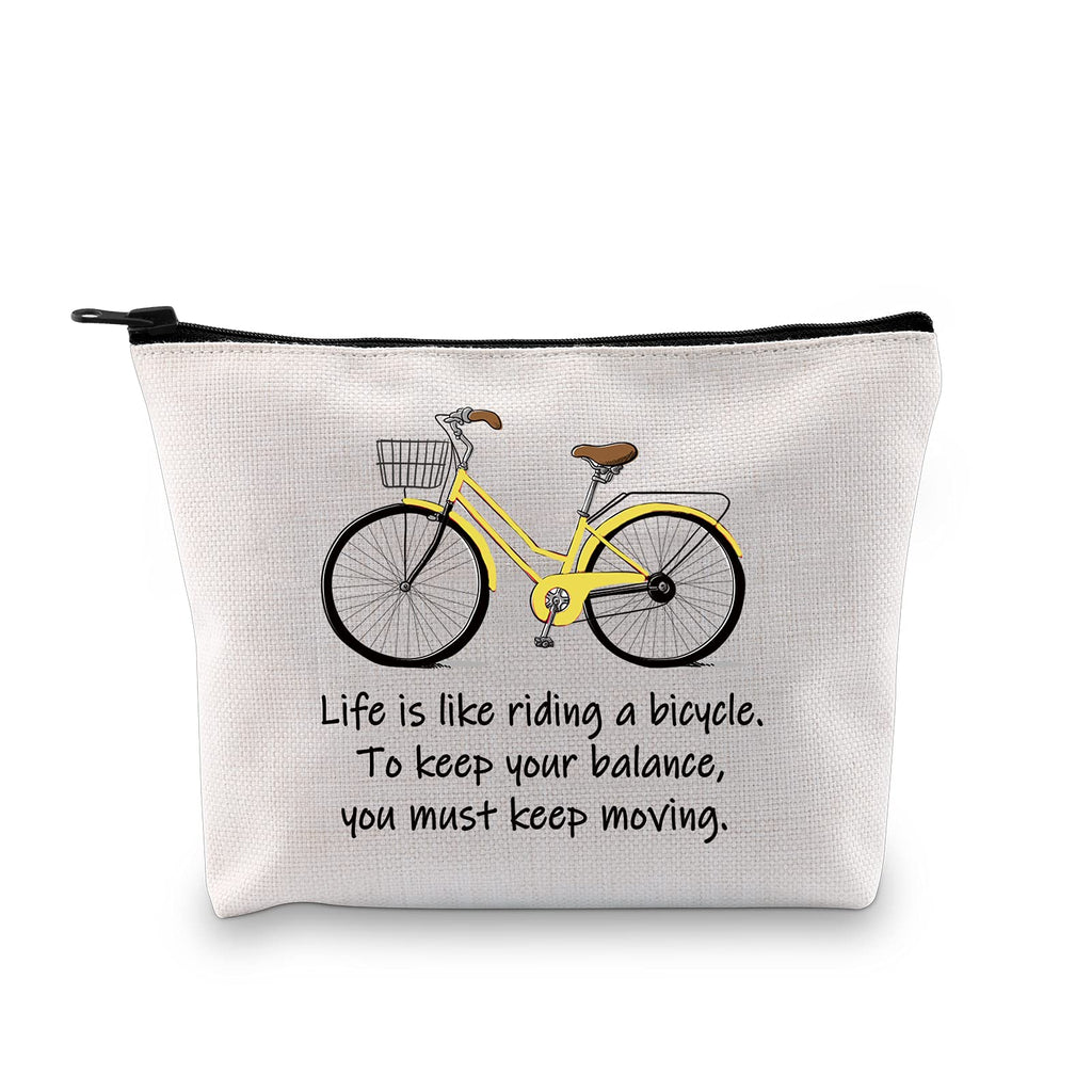 [Australia] - MYSOMY Bicycle Gifts Cosmetic Bag Bicycle Makeup Bag Life is Like Riding a Bicycle Zipper Pouch Cyclist Gifts for Women Cycling Toiletry Bag (Life is Like Riding a Bicycle Makeup Bag) Life is Like Riding a Bicycle Makeup Bag 