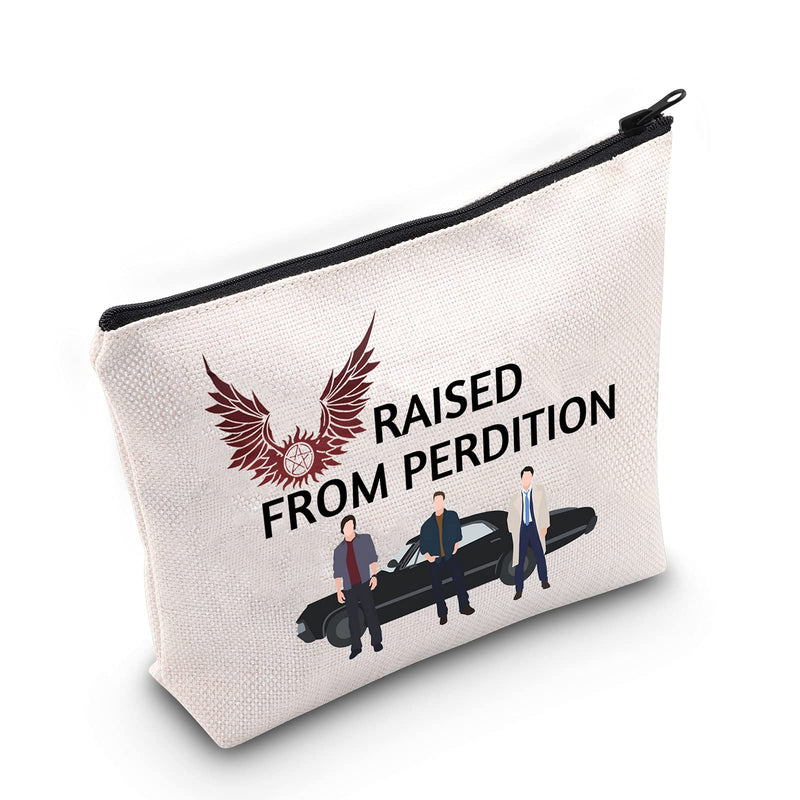 [Australia] - LEVLO The Supernatural TV Show Cosmetic Bag Supernatural Fans Gift Raised From Perdition Makeup Zipper Pouch Bag Supernatural Merchandise, Raised From Perdition, 