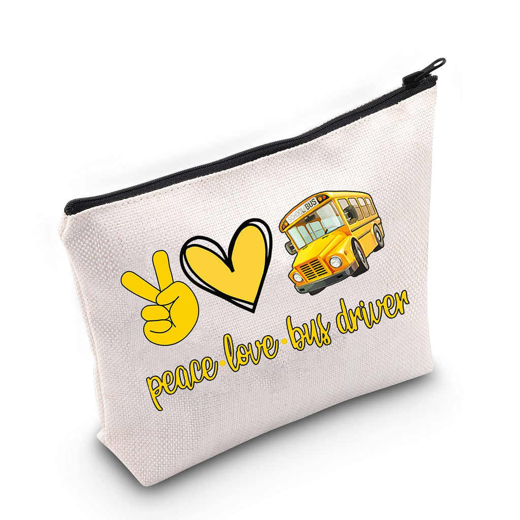 [Australia] - LEVLO Bus Driver Cosmetic Make Up Bag Bus Driver Appreciation Gift Peace Love Bus Driver Makeup Zipper Pouch Bag For School Bus Driver End of Year Gift, Peace Love Bus Driver, 