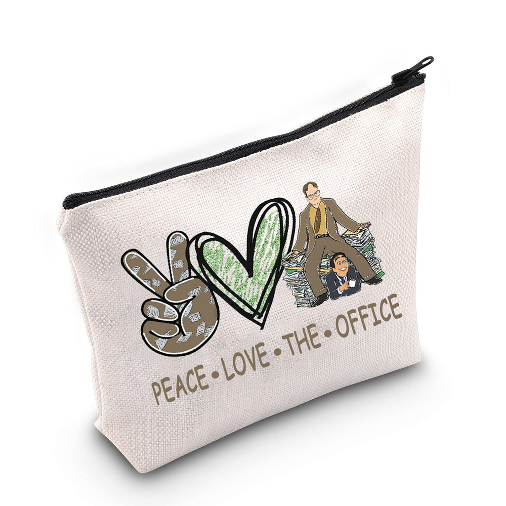 [Australia] - LEVLO Funny The Office TV Show Cosmetic Bag Dwight Michael Fans Gift Peace Love The Office Makeup Zipper Pouch Bag The Office Merchandise, Peace Love The Office, 