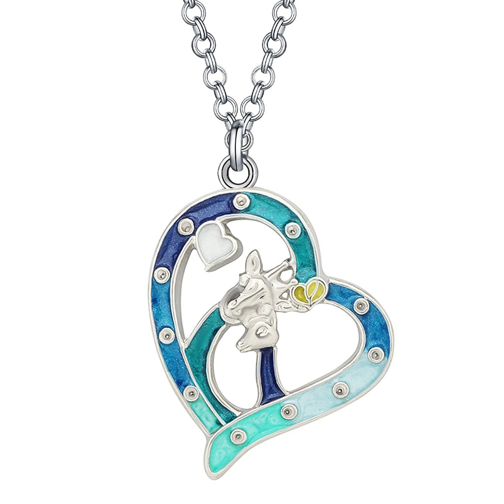 [Australia] - NEWEI Enamel Giraffe Necklace Pendant for Mom and Daughter Lovely Giraffe Jewelry Gifts Blue 