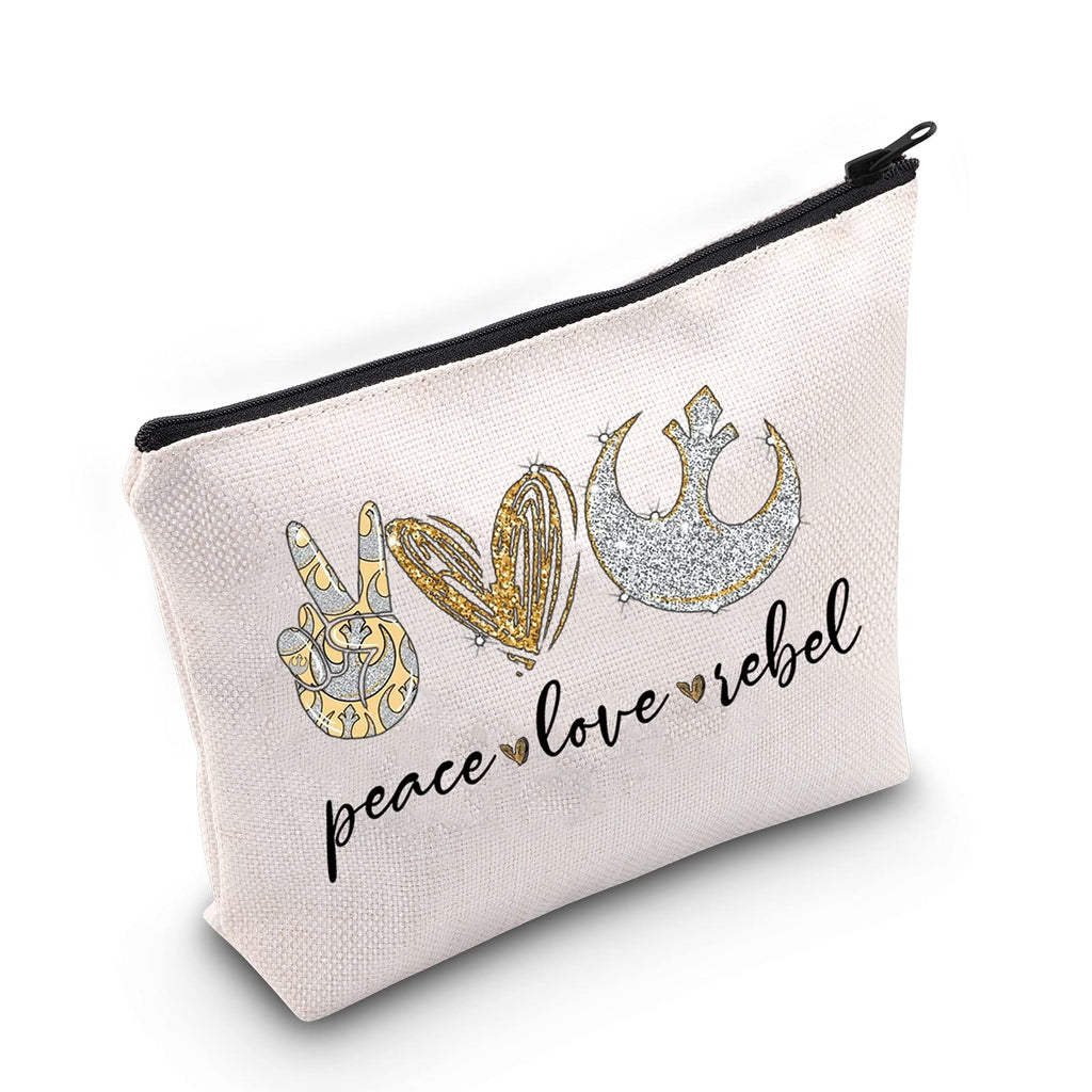 [Australia] - LEVLO Death Star Cosmetic Bag Death Star Fans Gift Peace Love Rebel Makeup Zipper Pouch Bag Star Wars Fans Gift, Peace Love Rebel, 