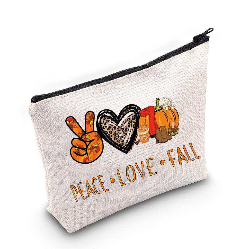 [Australia] - LEVLO Vintage Pumpkin Cosmetic Bag Thanksgiving Gift Peace Love Fall Makeup Zipper Pouch Bag Thanksgiving Pumpkin Accessories, Peace Love Fall, 