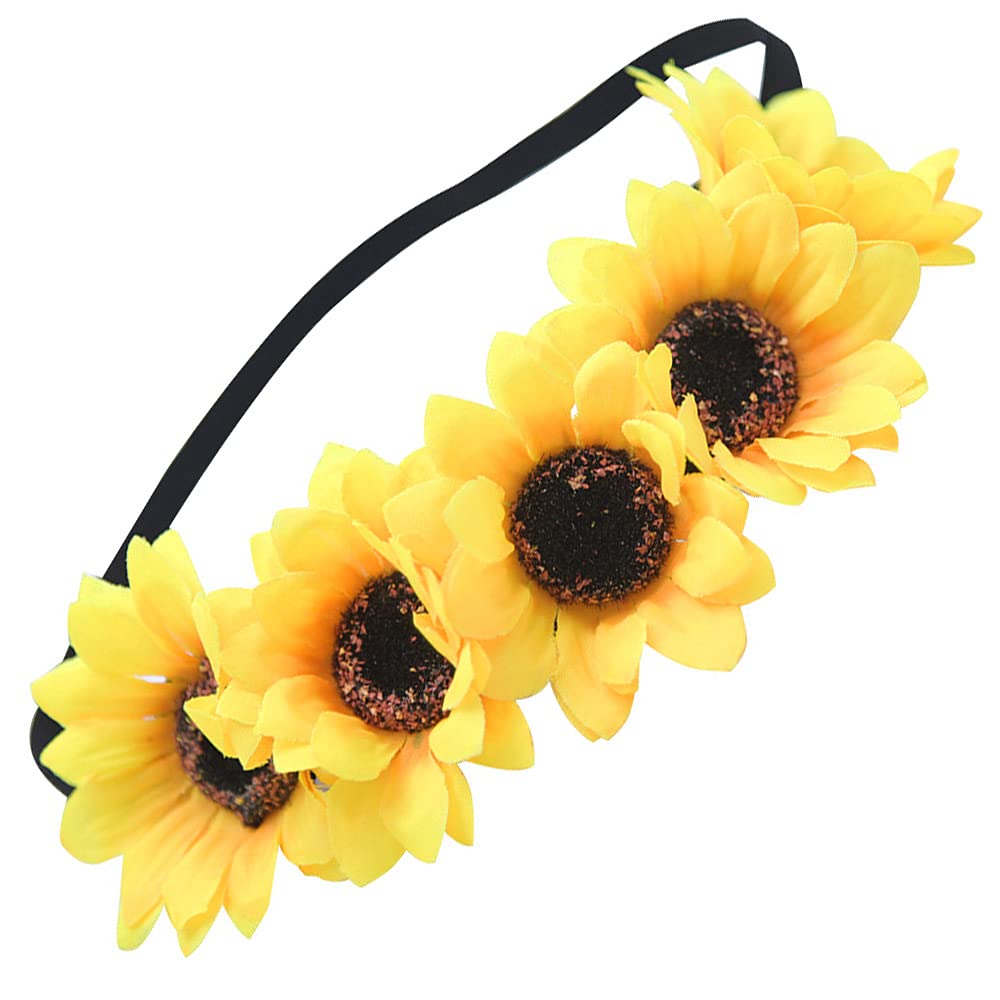 [Australia] - Sunflower Headband Sunflower Crown Sunflower Headpiece Women Headwrap Creative Stylish Hair Accessories for Women and Girls Performances Parties Weddings Festivals 