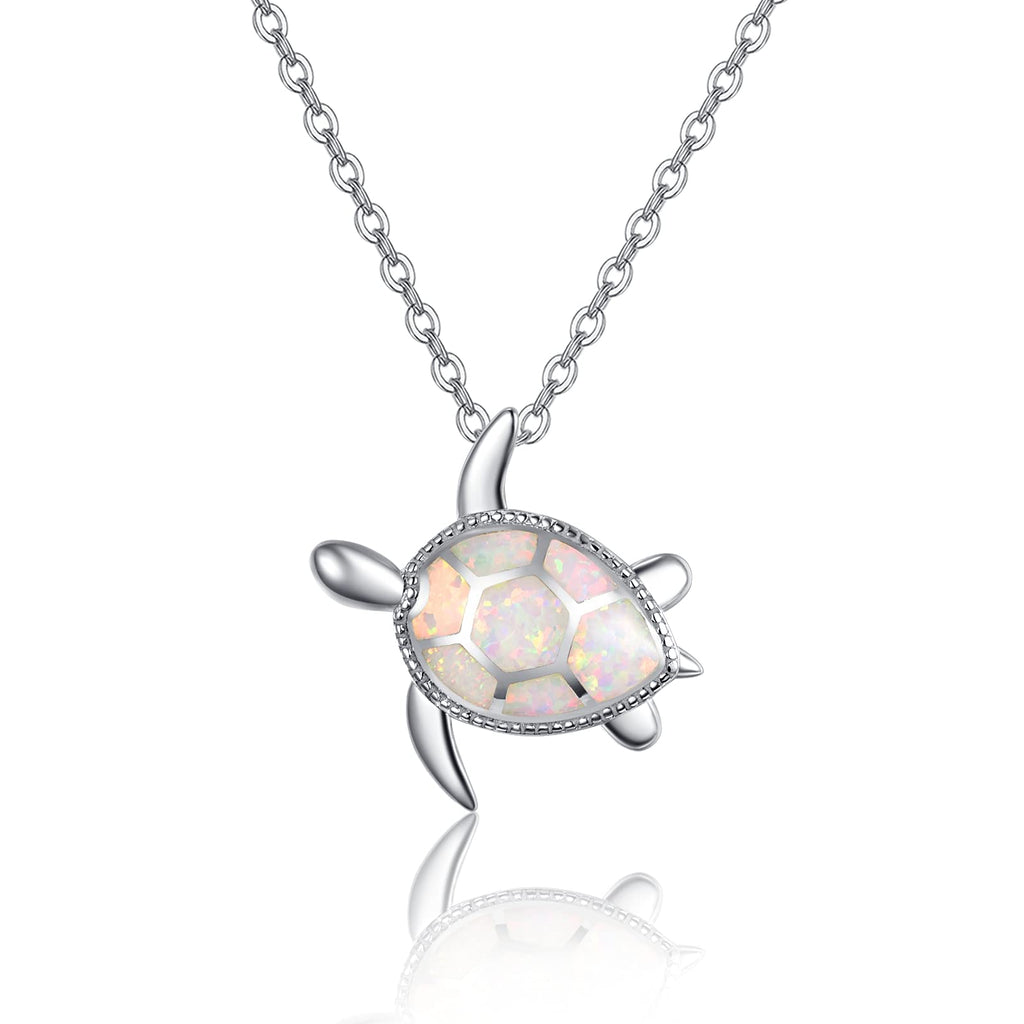 [Australia] - Turtle Jewellery Sea Turtle Necklace for Women 925 Sterling Silver Pendant Gifts for Girls Opal Tortoise Pendant for Sister Kids A-white opal turtle necklace 