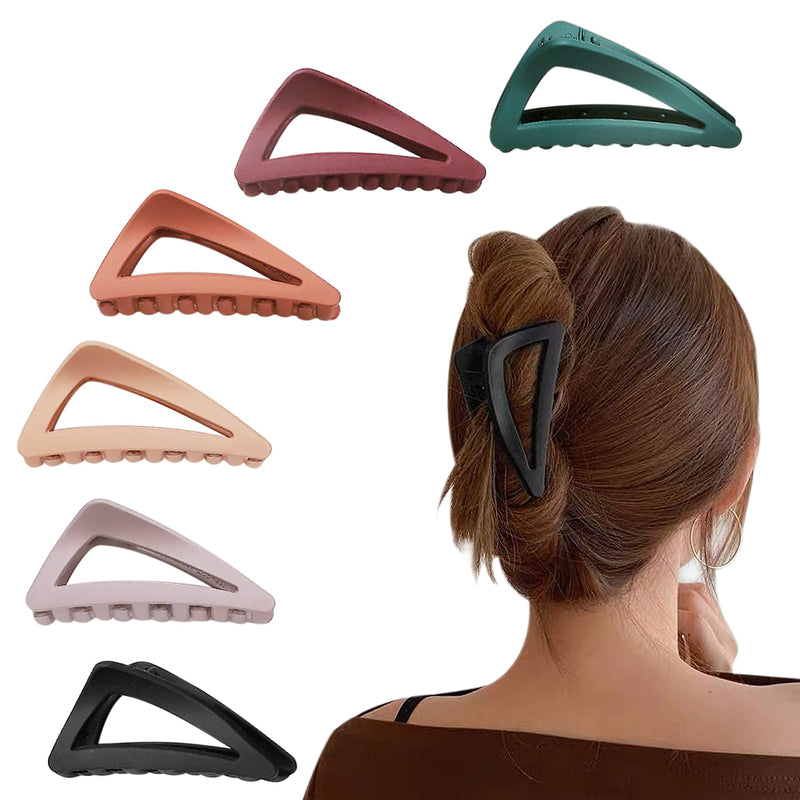 [Australia] - Hair Claw Clips Girls Women Nonslip French Matte Claw Clip for Thin Hair Curly Straight Long Hair - 6 Packs / Set 6 Count (Pack of 1) 