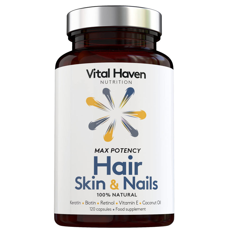 [Australia] - Complex Hair Formula - Biotin & Keratin with Vitamin A & E and Coconut - High Strength - 2-Month Supply - Premium Ingredients - for Stronger Hair and Skin - Made in The UK 