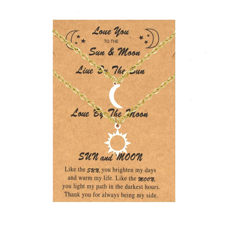 [Australia] - Sun and Moon Necklaces inspirational eternal Best Friend Necklaces Gift for Women Teen Couple Mom Jewelry Sun and Moon Necklace (Golden) 