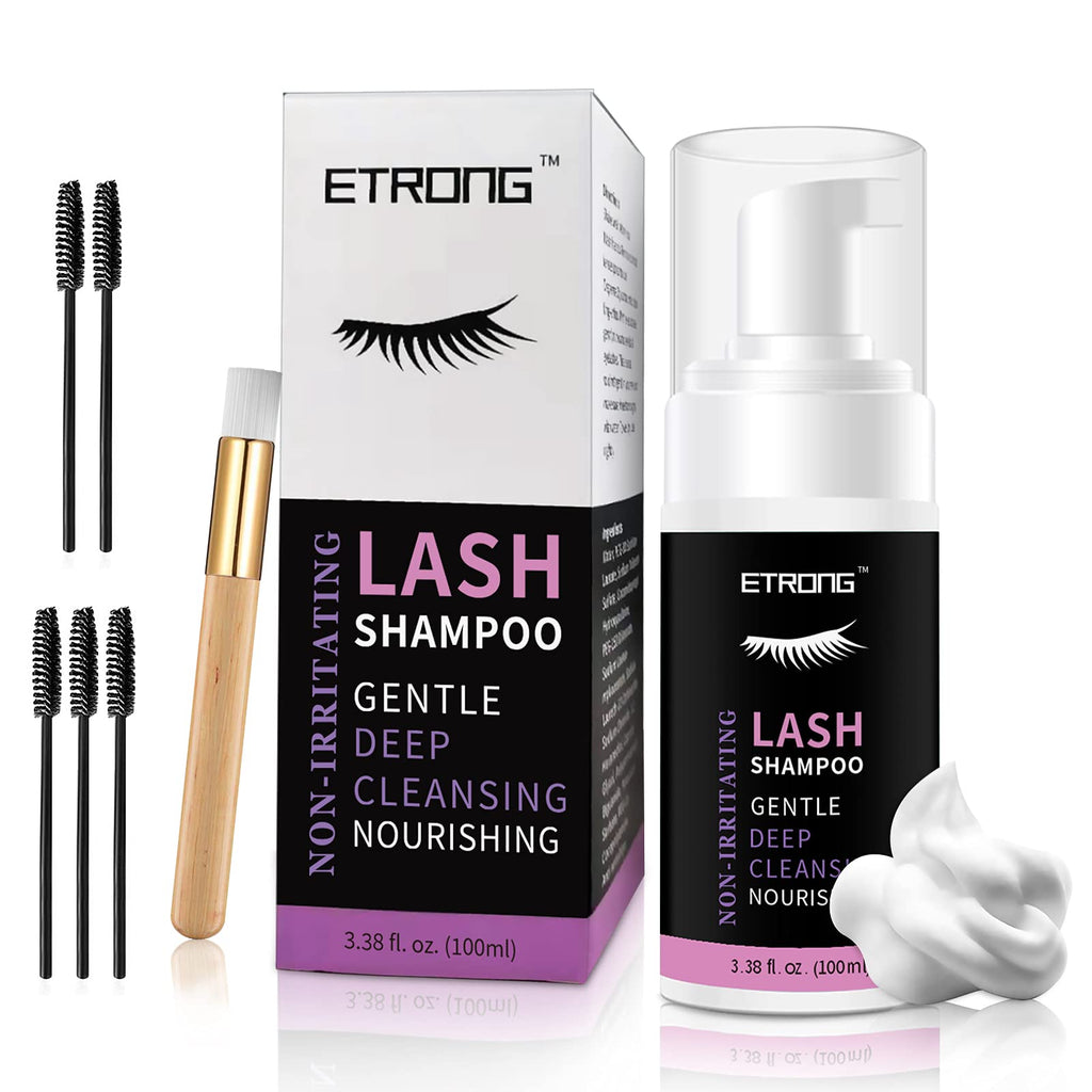 [Australia] - Lash Shampoo,100ml+Brush+Mascara Wand Lash Cleanser for Eyelash Extensions and Natural Lashes,Eyelash Extension Cleanser & Makeup Remover, Paraben & Sulfate Free For Home and Salon Use purple 