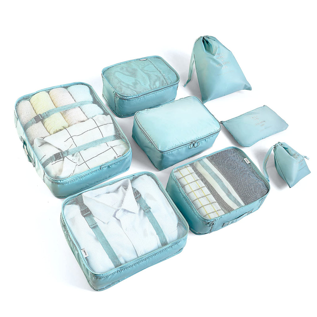 [Australia] - BillyBath Packing cubes Suitcase Organiser Set, 8 Pieces Clothes Bags Shoe Bags Travel Organiser Packing Cube Cosmetic Travel Organiser Packing Bags for Suitcases Teal 