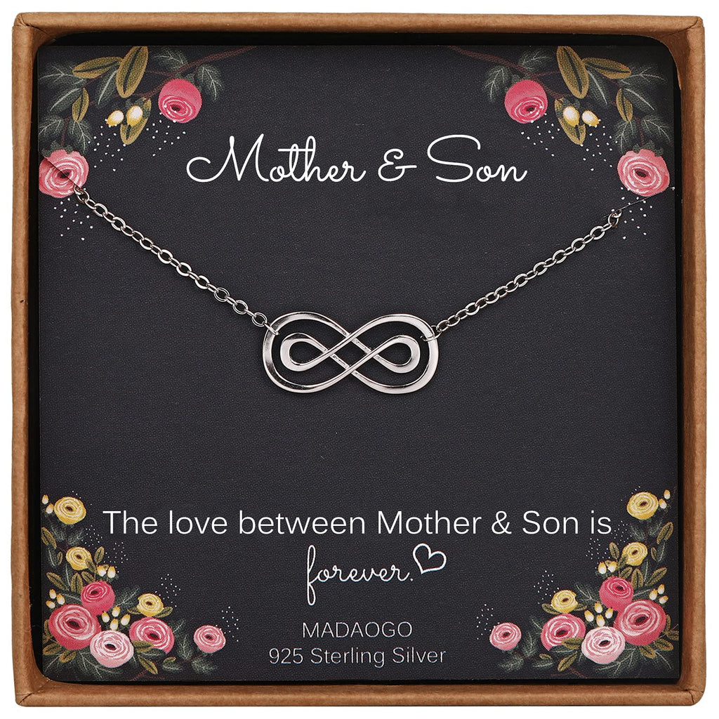 [Australia] - Mother Son Necklace, 925 Sterling Silver Infinity Necklace for Women, Birthday Gifts for Mum From Son, Mother's Day Jewellery from Son 