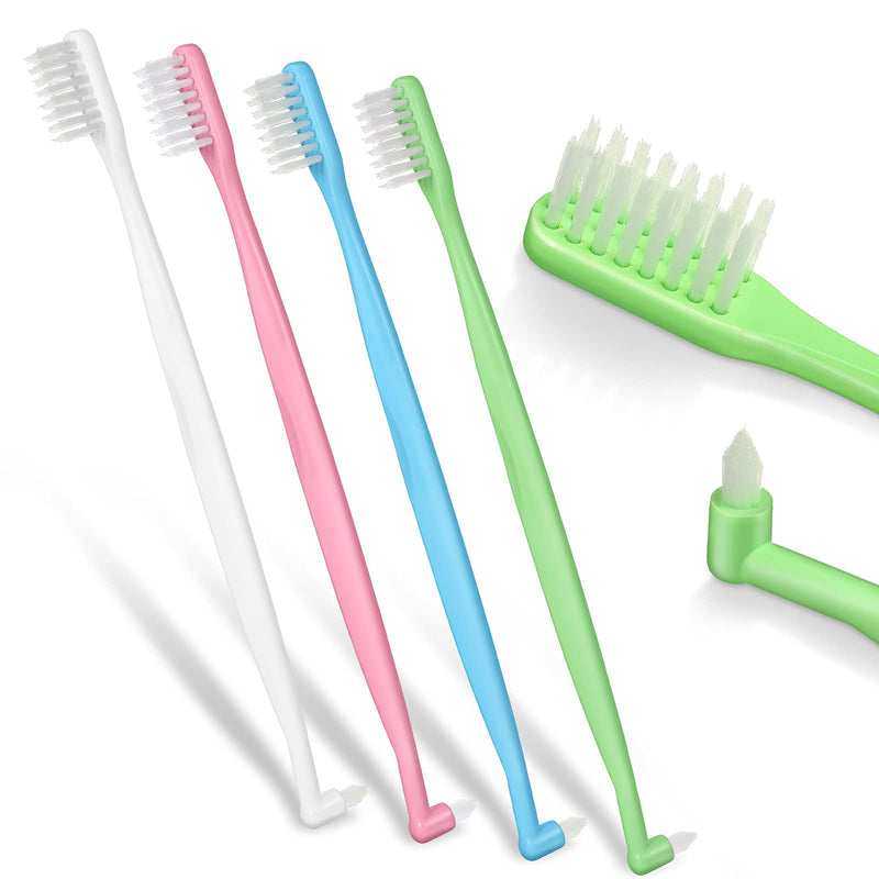 [Australia] - 4 Pieces Tufted Toothbrush Brace Toothbrush Double Ended V-Trim Bristles Toothbrush Soft Trim Toothbrush Single Tufted Toothbrush for Braces Detail Cleaning 